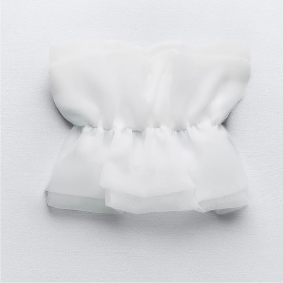 ZARA WHITE ORGANZA BANDEAU TOP- BLOGGERES FAVORITE (L) - Picture 5 of 7